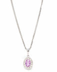 Baikalla Jewelry Gemstone Pendant Necklace Pendant Only 14k White Gold Natural Oval Amethyst Necklace With Diamond Halo