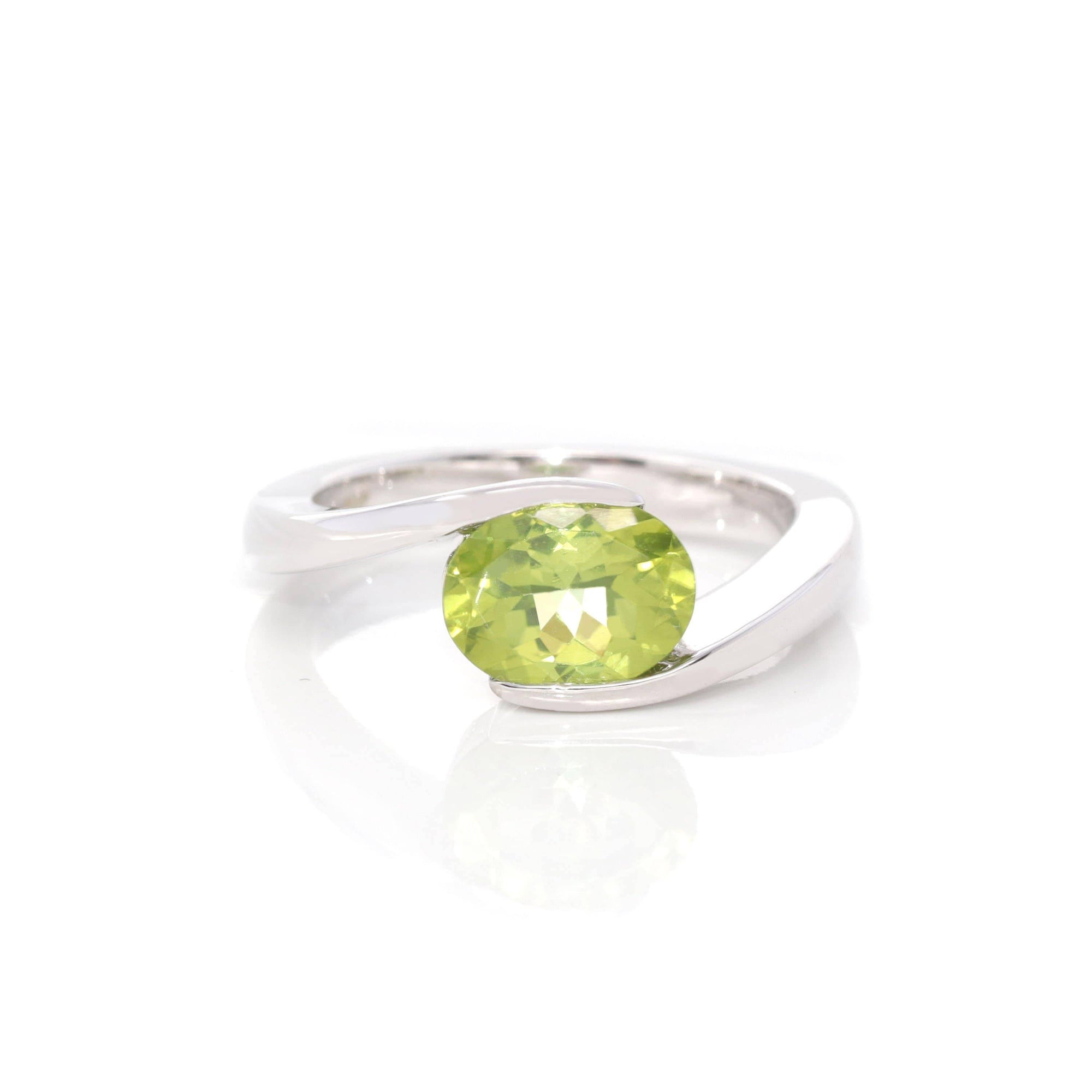 Baikalla Jewelry Peridot Baikalla™ Gemstone Collection Sterling Silver Genuine Peridot Oval Bypass Ring