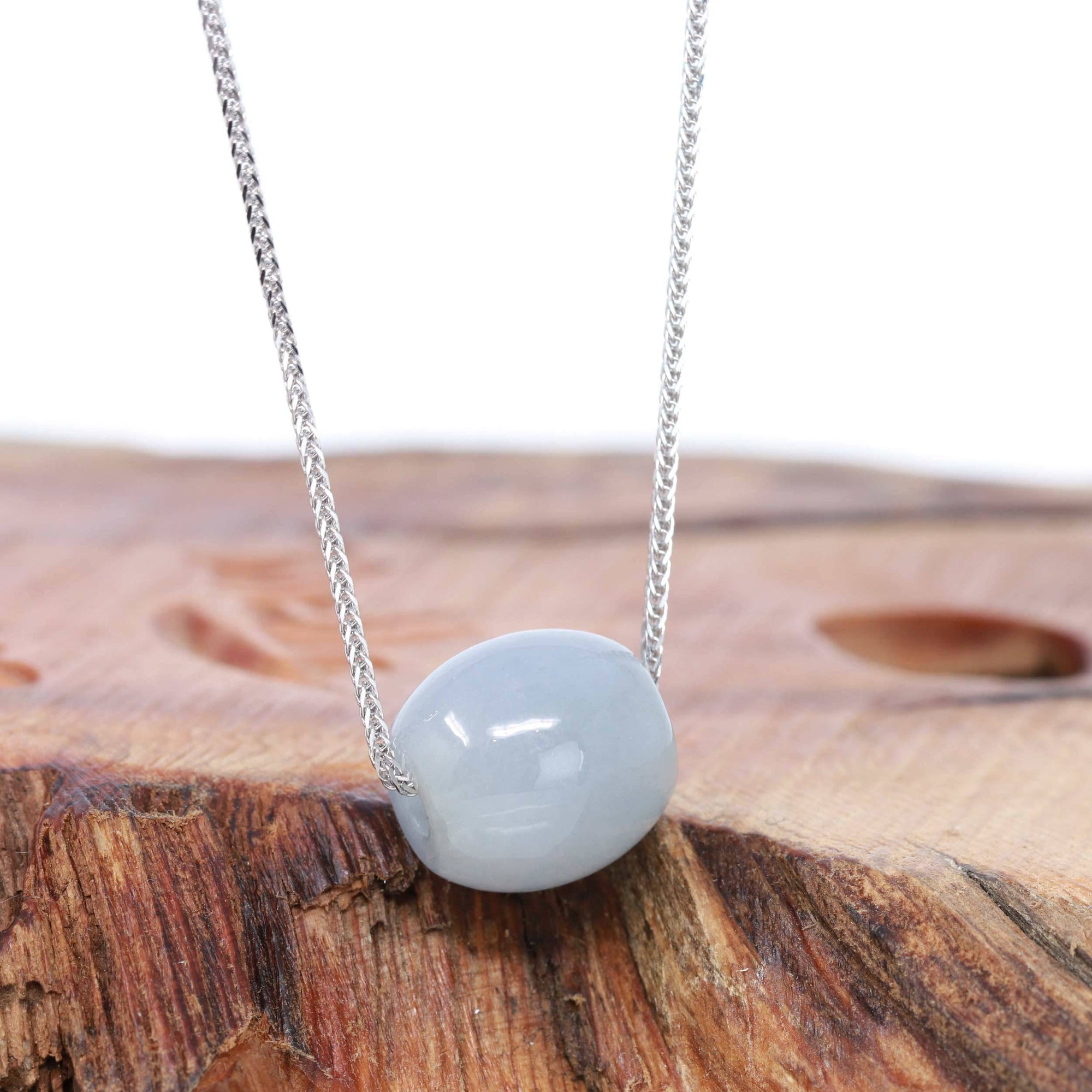 Baikalla Jewelry Jade Pendant Necklace Baikalla™ &quot;Good Luck Button&quot; Necklace Real Lavender Jade Lucky TongTong Pendant Necklace