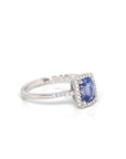 Baikalla Jewelry Gold Sapphire Ring 14k White Gold Natural Blue Sapphire Ring with Diamonds