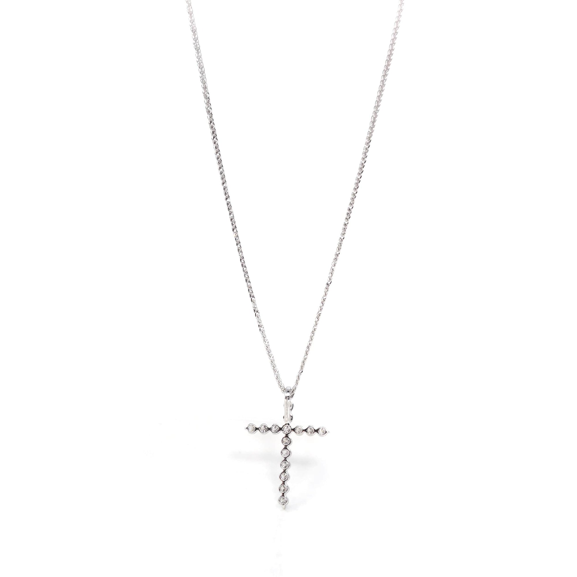 Baikalla Jewelry 18K Pure White Gold Pendant 18K White Gold Cross Pendant Necklace With SI Diamonds