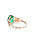 Baikalla Jewelry Gold Sapphire Ring 14k Rose Gold Lab-Created Emerald Ring With CZ