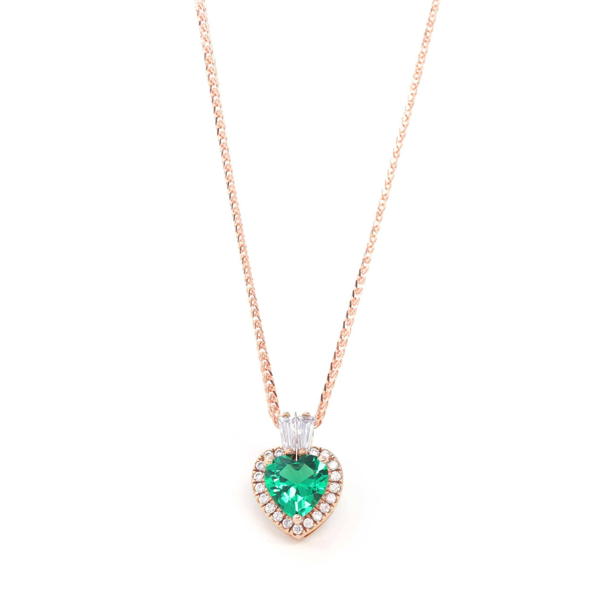 Baikalla Jewelry Emerald Pendant Necklace 18k Rose Gold  Lab. Created Emerald & CZ Pendant Necklace