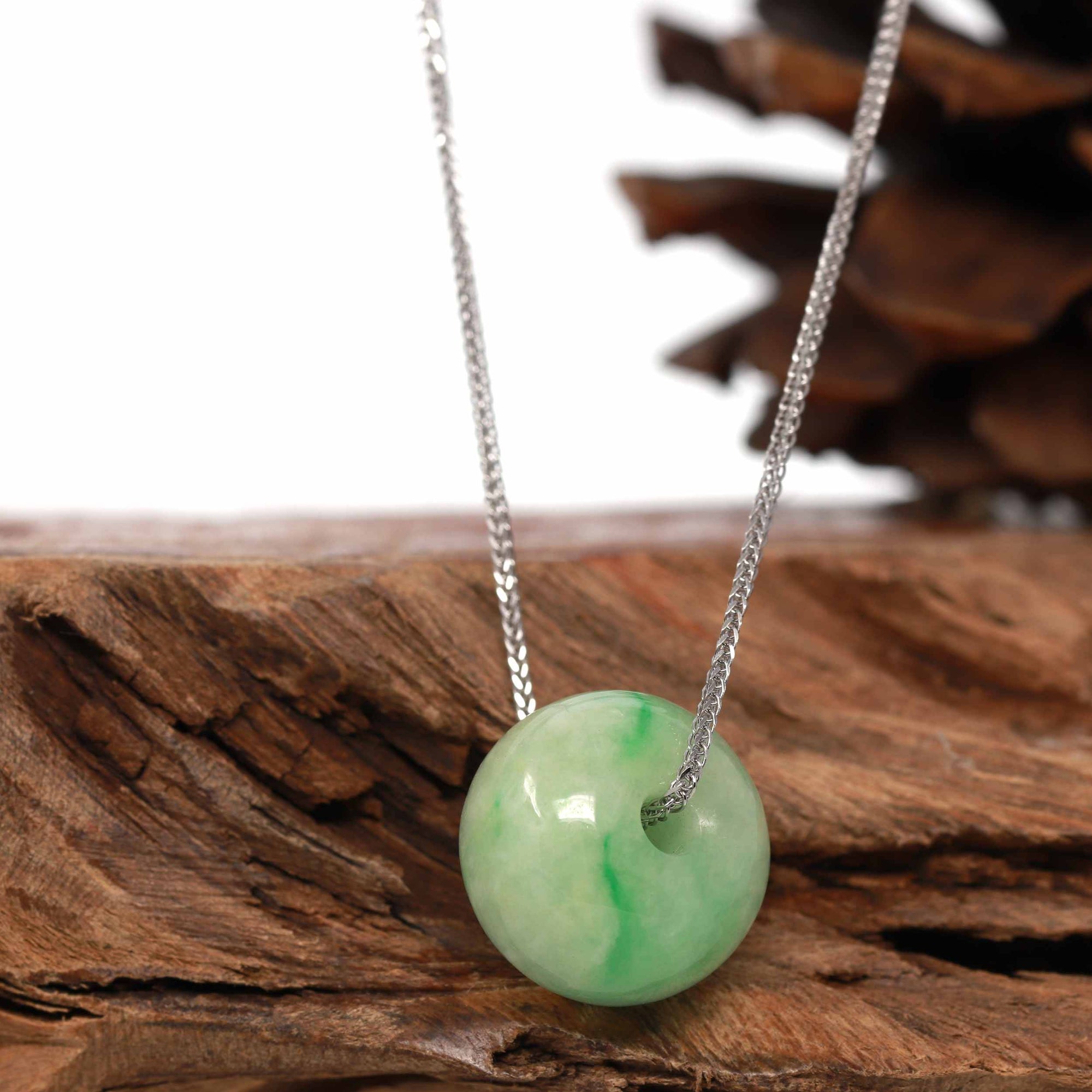 Baikalla Jewelry Jade Pendant Necklace Baikalla™ "Good Luck Button" Necklace Real Rich Green Jade Lucky KouKou Pendant Necklace