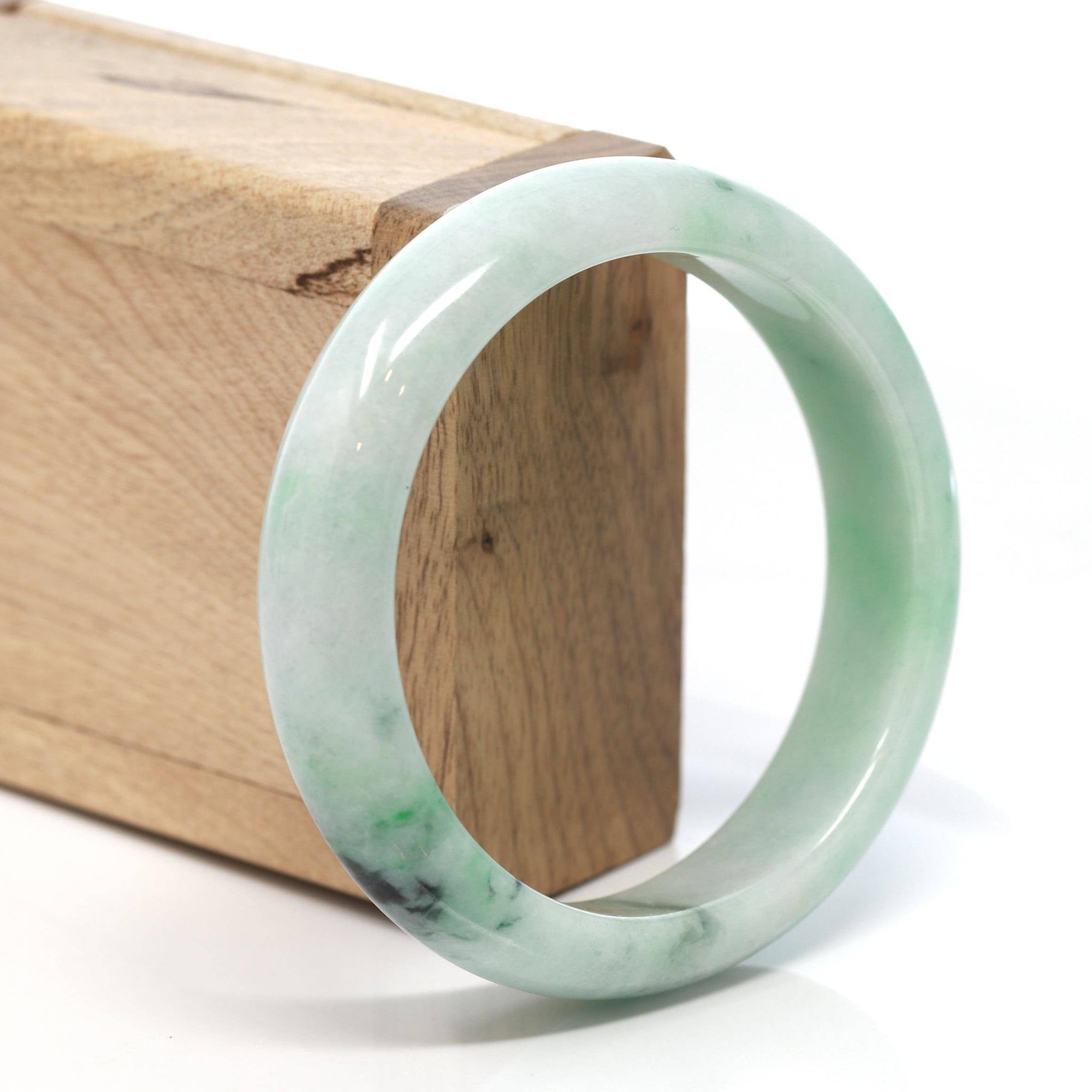 Baikalla Jewelry Jadeite Jade Bangle Bracelet Baikalla™ "Classic Bangle" Genuine Burmese Green Jadeite Jade Bangle Bracelet (58.41 mm) #175