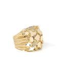 Baikalla Jewelry Gold Diamond Men's Ring 9 14k Solid Yellow Gold Nugget Men's Big Band Ring