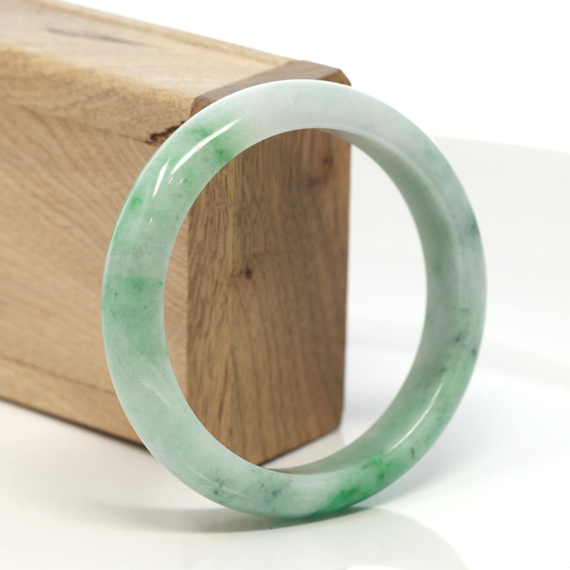 Baikalla Jewelry Jadeite Jade Bangle Bracelet Baikalla™ "Classic Bangle" Genuine Burmese Green Jadeite Jade Bangle Bracelet ( 58.3mm) #133