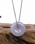 Baikalla Jewelry Jade Pendant Necklace "Good Luck Button" Necklace Lavender Jadeite Jade Lucky Ping An Kou Necklace