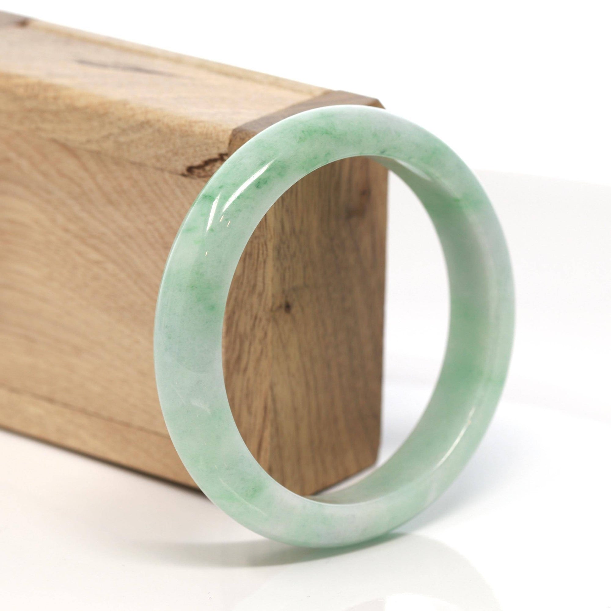 Baikalla Jewelry Jadeite Jade Bangle Bracelet Baikalla™ "Classic Bangle" Genuine Burmese Green Jadeite Jade Bangle Bracelet ( 58.4 mm) #131