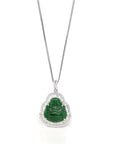 Baikalla Jewelry 18k Gold Jadeite Necklace 18K White Gold High-End Imperial Jadeite Jade Buddha Necklace with Diamonds