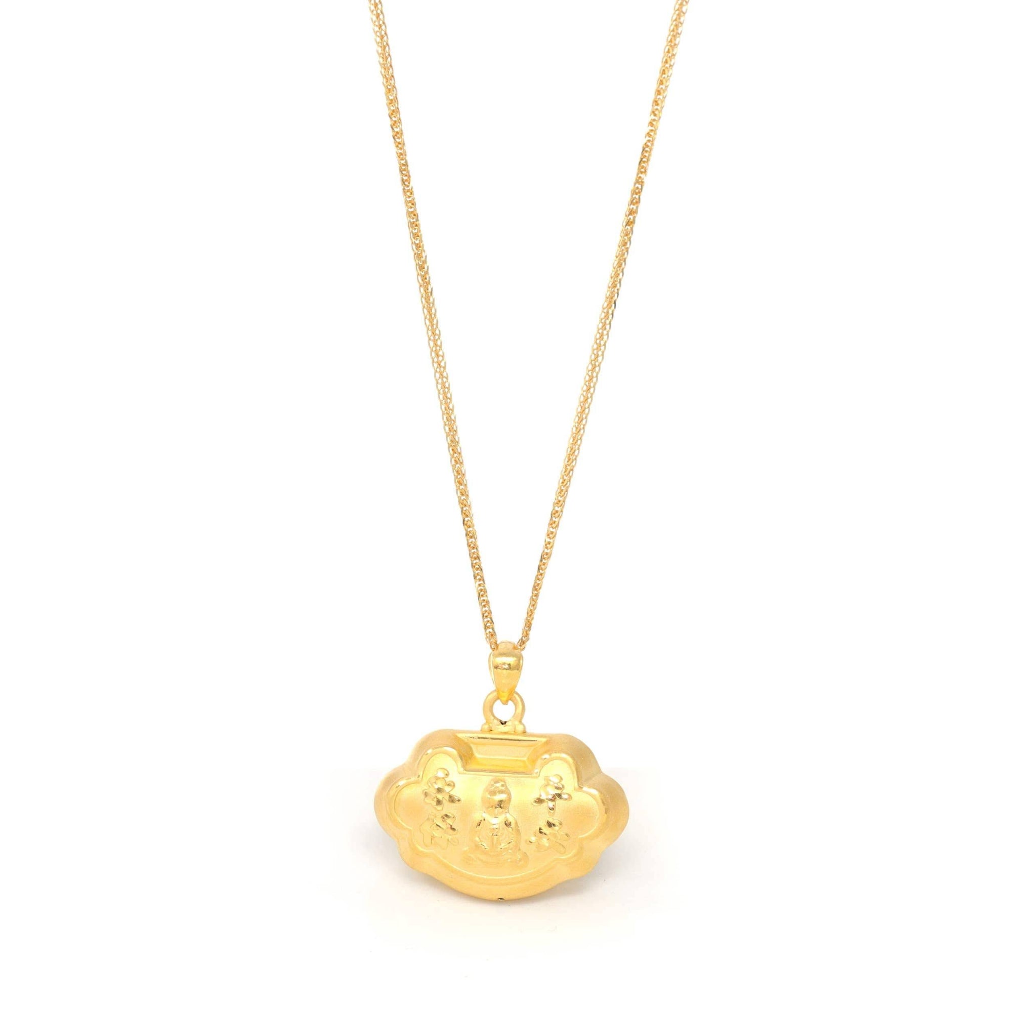 Baikalla Jewelry 24K Pure Yellow Gold Pendant Pendant Only 24k Gold "As You Wish" Ru Yi Charm Necklace