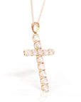 Baikalla Jewelry Gold Jadeite Necklace Baikalla™ "Ice Jade Cross" 18k Rose Gold Ice Jadeite Jade Diamond Cross Pendant Necklace