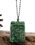 Baikalla Jewelry Jade Guanyin Pendant Necklace Genuine Green Jadeite Jade "Lucky Bird on Branch" Pendant Necklace With Real Jadeite jade Beads Necklace