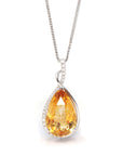 Baikalla Jewelry Gemstone Pendant Necklace Pendant Only 14k White Gold AA Citrine Tear Drop Necklace with Diamonds