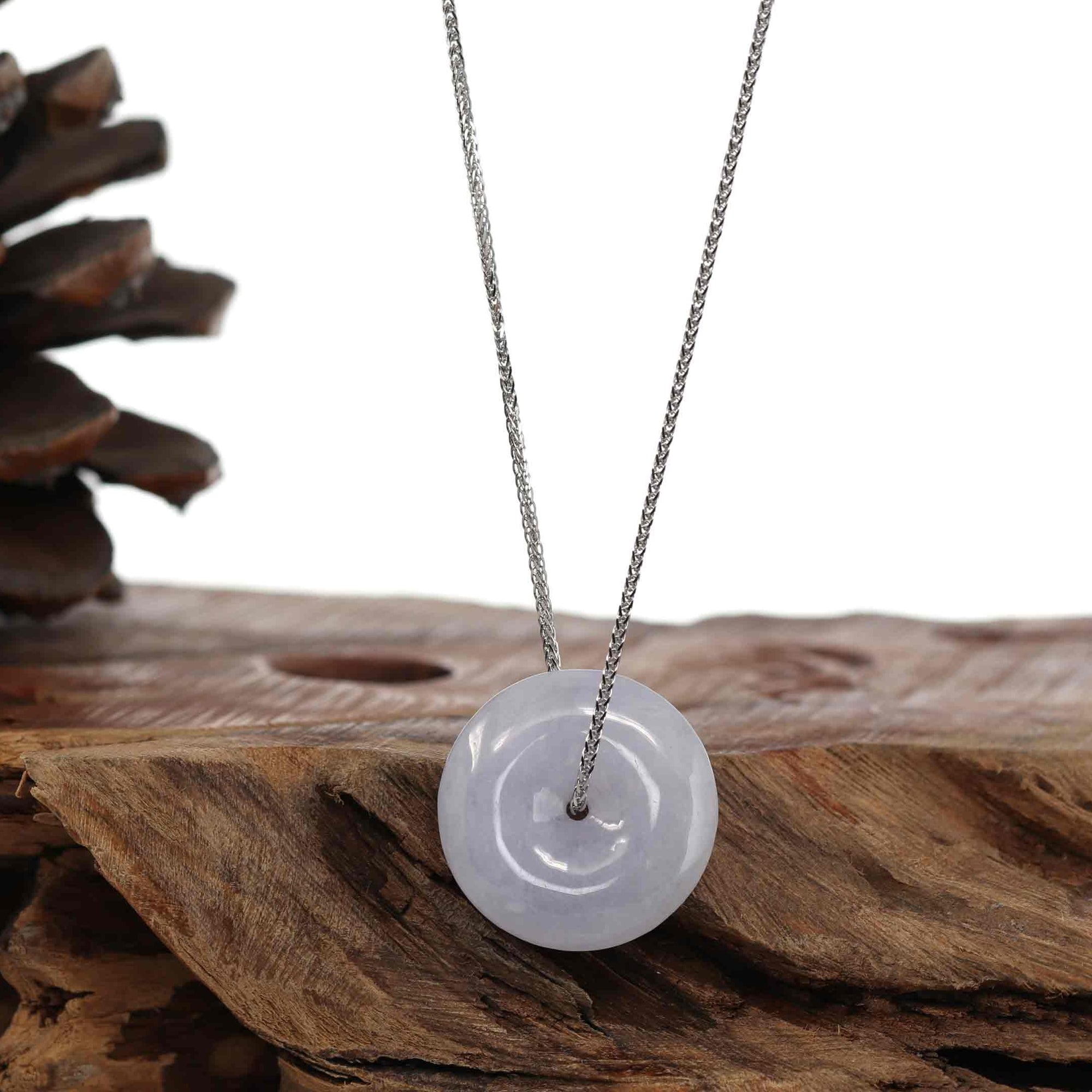 Baikalla Jewelry Jade Pendant Necklace Baikalla &quot;Good Luck Button&quot; Necklace Lavender Jadeite Jade Lucky Ping An Kou Necklace