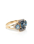 Baikalla Jewelry 14K Gold Tourmaline Ring 14k Yellow Gold 3 Stone Natural AAA 3ct Topaz Ring with 1/3 cttw Diamonds