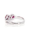 Baikalla Jewelry Gold Ruby Ring 18k White Gold Natural 3 Round Pink Ruby Diamond Anniversary Ring