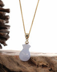 Baikalla Jewelry Jade Pendant Natural Ice Lavender Jadeite Jade Lucky Money Sack Necklace With 14k Yellow Gold Bail