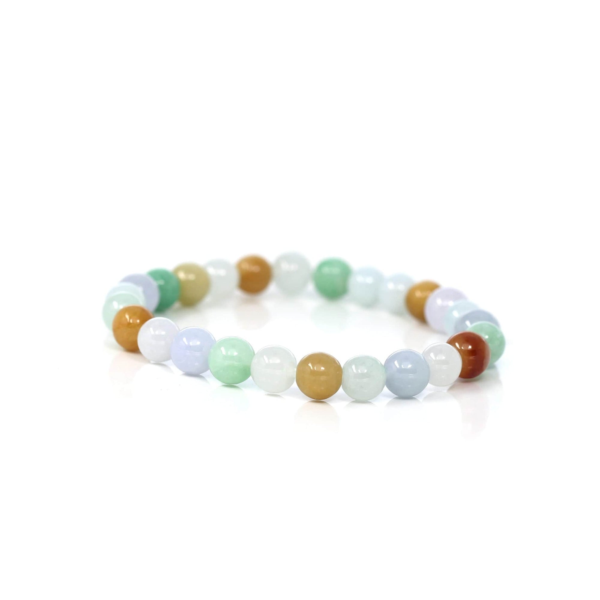 Baikalla Jewelry jade beads bracelet Genuine Jadeite Jade Round Multiple Colors Beads Bracelet ( 7 mm)