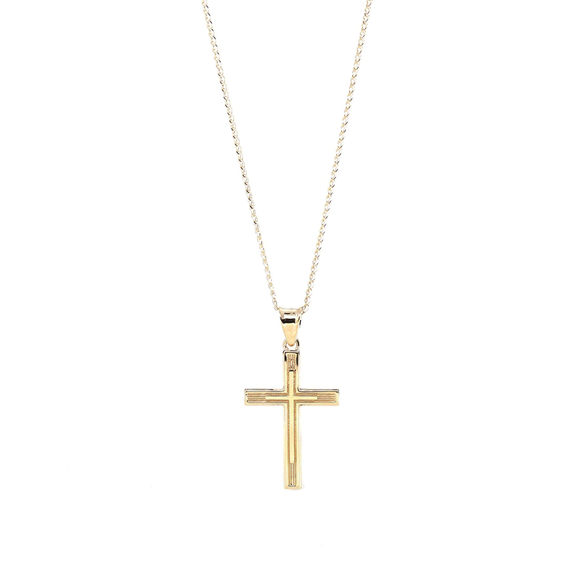 Baikalla Jewelry 14K Pure Yellow Gold Pendant Pendant Only 14k Yellow Gold Cross Charm Necklace