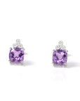 Baikalla Jewelry Gold Gemstone Earrings Purple Amethyst Stud Earrings Baikalla™ 14k White Gold Natural Amethyst Earrings W/ Diamonds