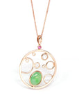 Baikalla Jewelry 18k Gold Jadeite Necklace Baikalla™ "Bubble Collection" 18k Rose Gold Genuine Burmese Jadeite Necklace With Diamonds