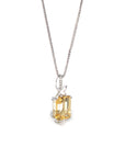 Baikalla Jewelry Gemstone Pendant Necklace 18k White Gold Genuine Citrine & Diamonds Pendant Necklace with Diamond