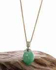 Baikalla Jewelry Jade Pendant 14k Yellow Gold Natural Jadeite Jade "Longevity Peach" Shou Tao Necklace