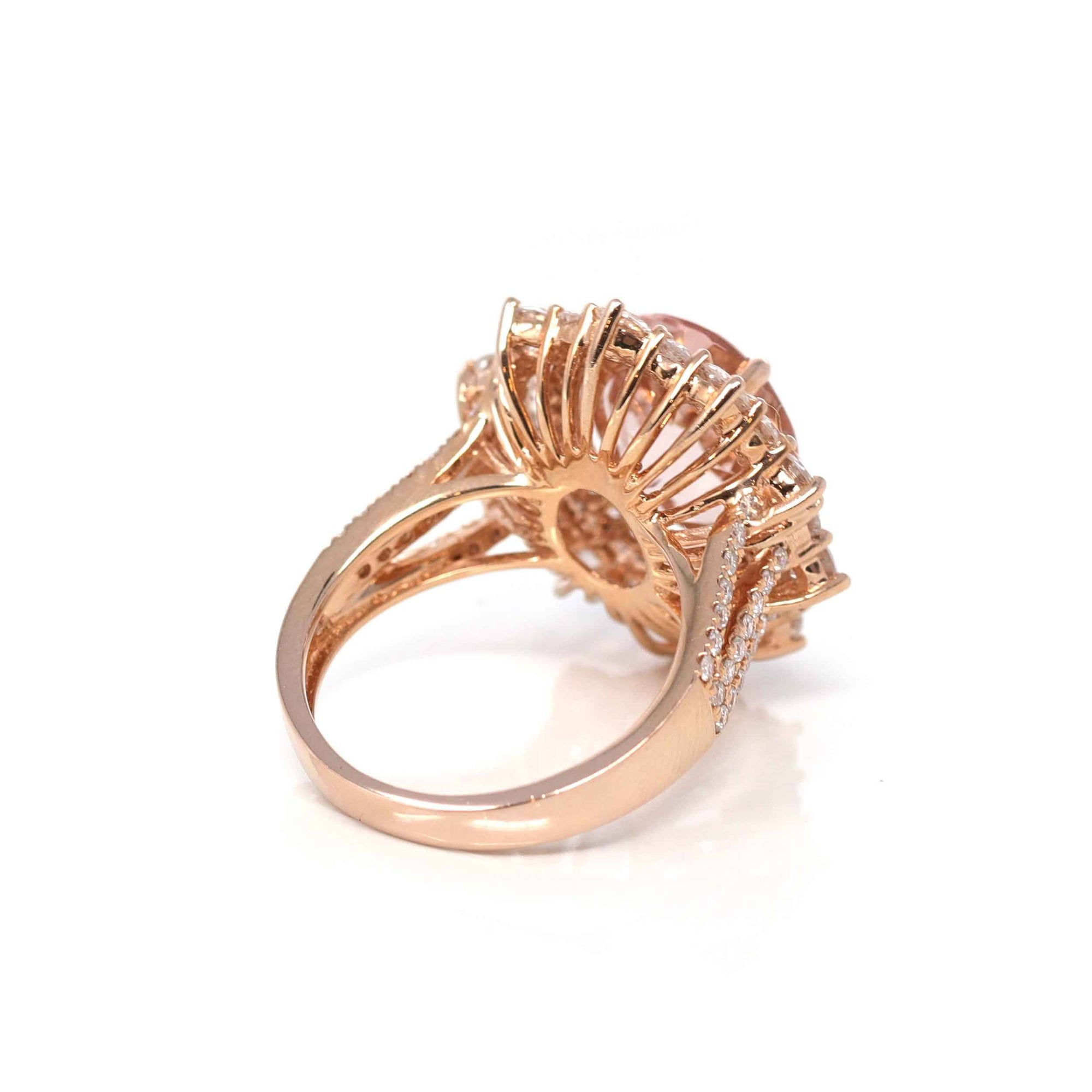 Baikalla Jewelry 14K Gold Morganite Ring 14k Rose Gold Natural 4.65ct 2.1CTW Morganite Ring with Diamonds