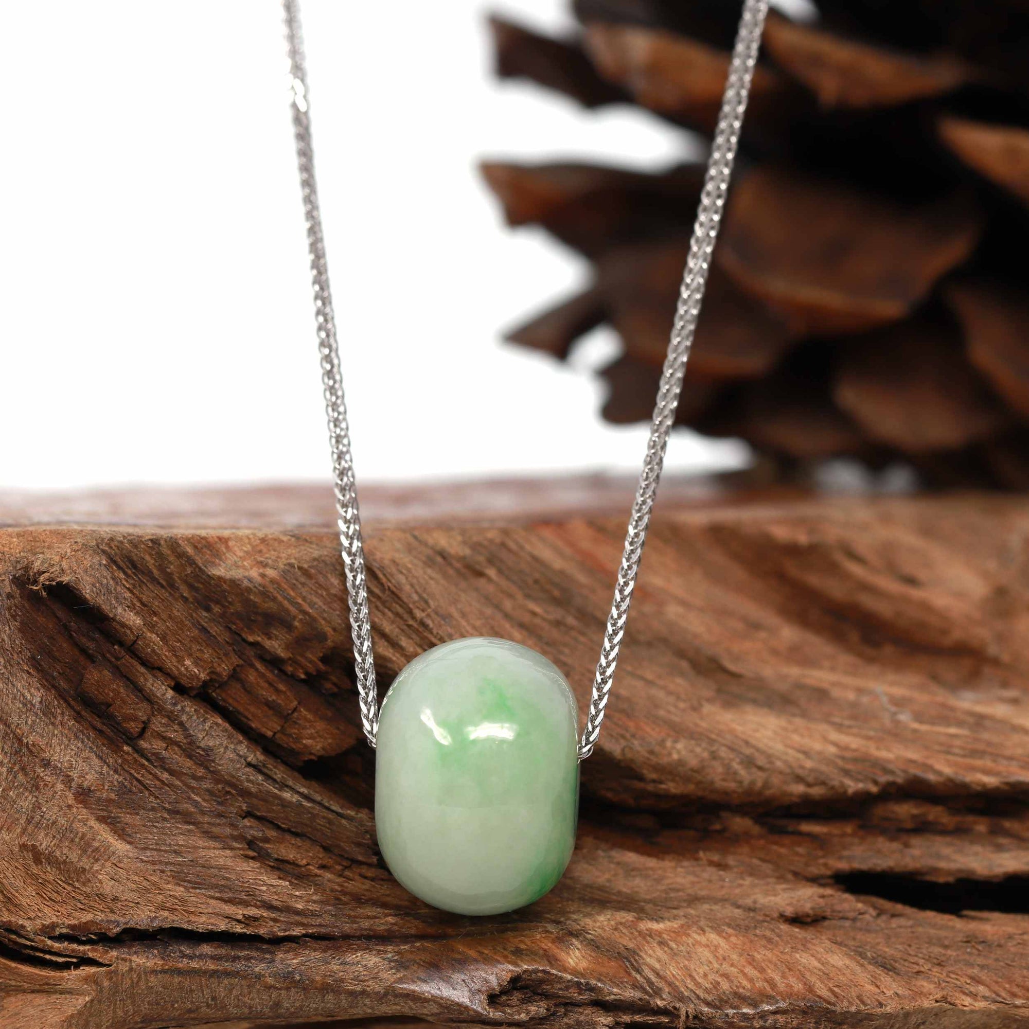 Baikalla Jewelry Jade Pendant Necklace Baikalla™ &quot;Good Luck Button&quot; Necklace Real Rich Green Jade Lucky KouKou Pendant Necklace