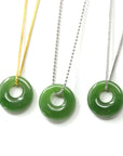 Baikalla Jewelry Jade Pendant Necklace Free S S Bead Chain Genuine HeTian Nephrite Green Jade Lucky KouKou Circle Pendant Necklace