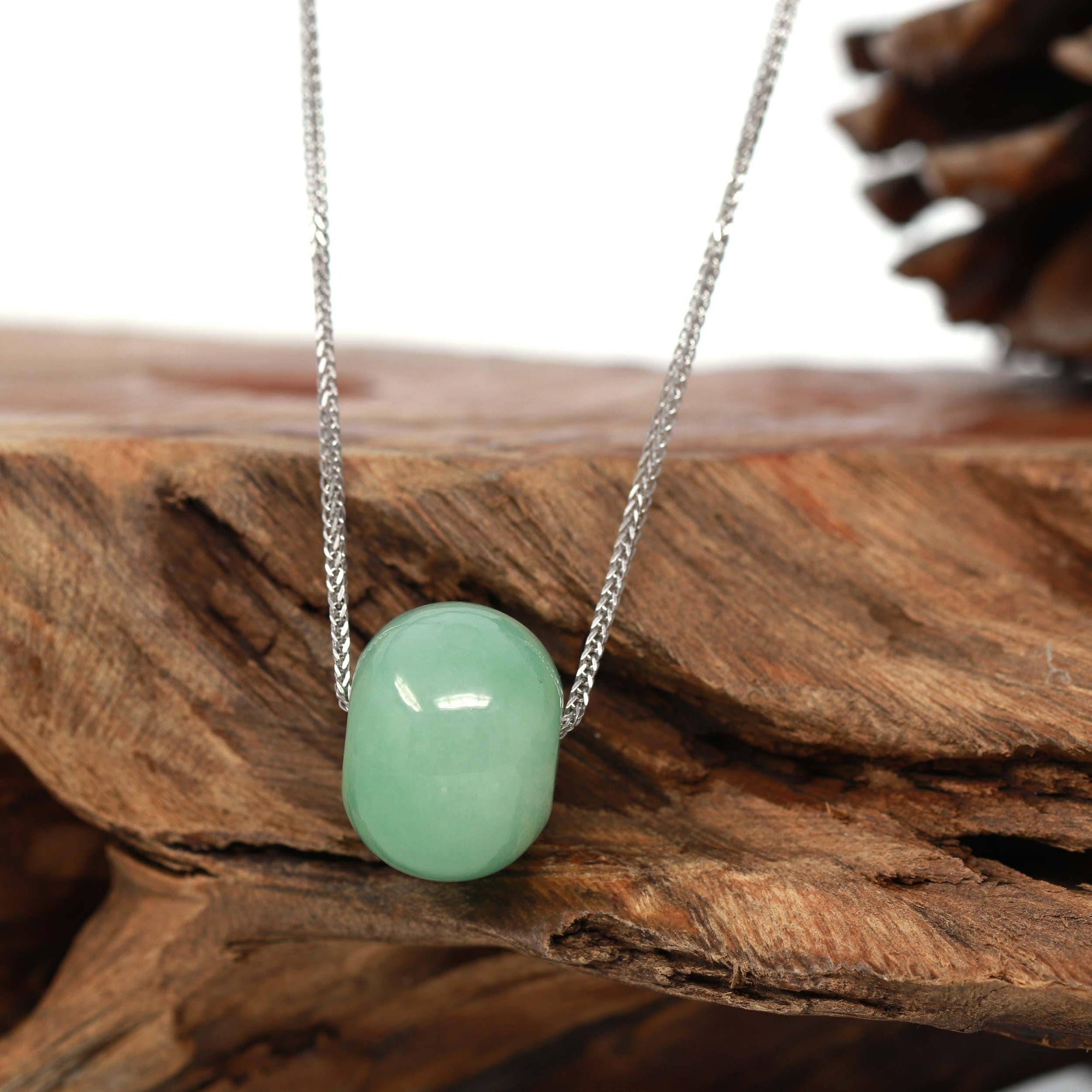 Baikalla Jewelry Jade Pendant Necklace Baikalla™ "Good Luck Button" Necklace Real Green Jade Lucky TongTong Pendant Necklace