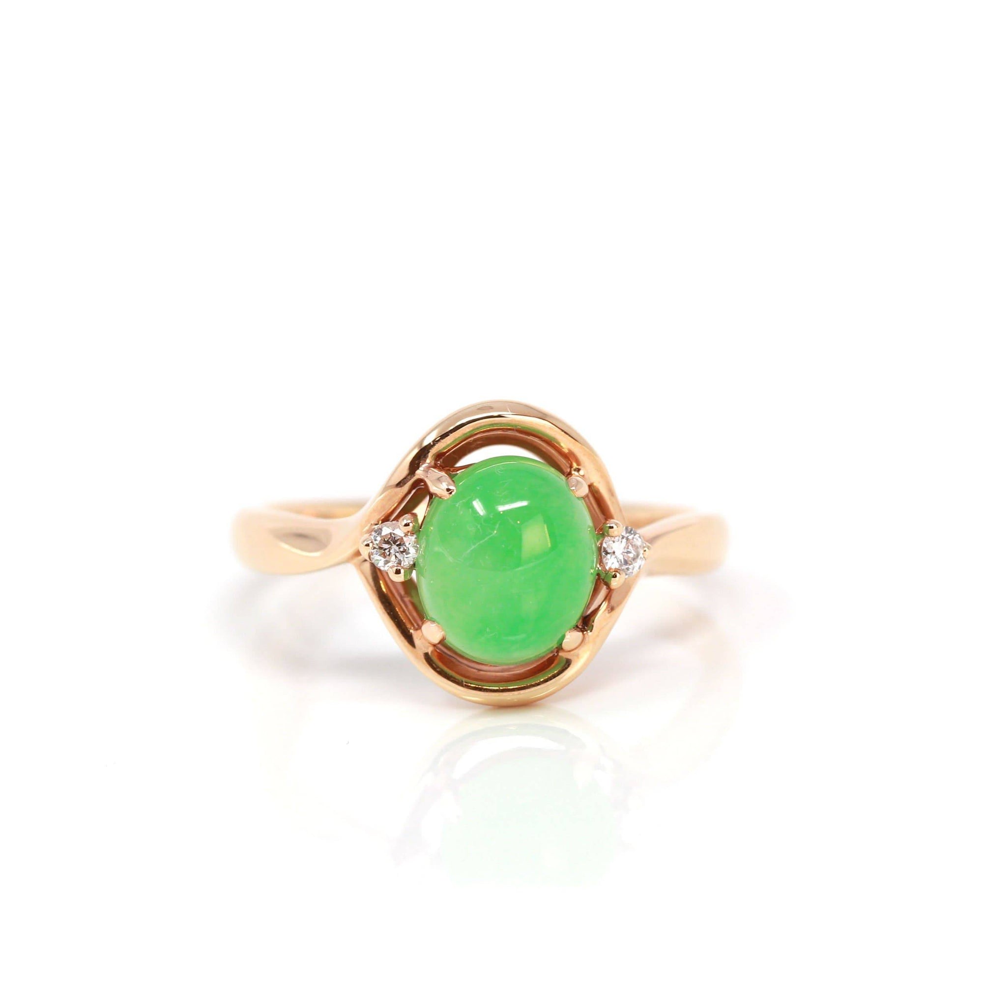 Baikalla Jewelry Jadeite Engagement Ring 5 Baikalla™ &quot;Irina&quot; 18k Rose Gold Natural Imperial Jadeite Engagment Ring