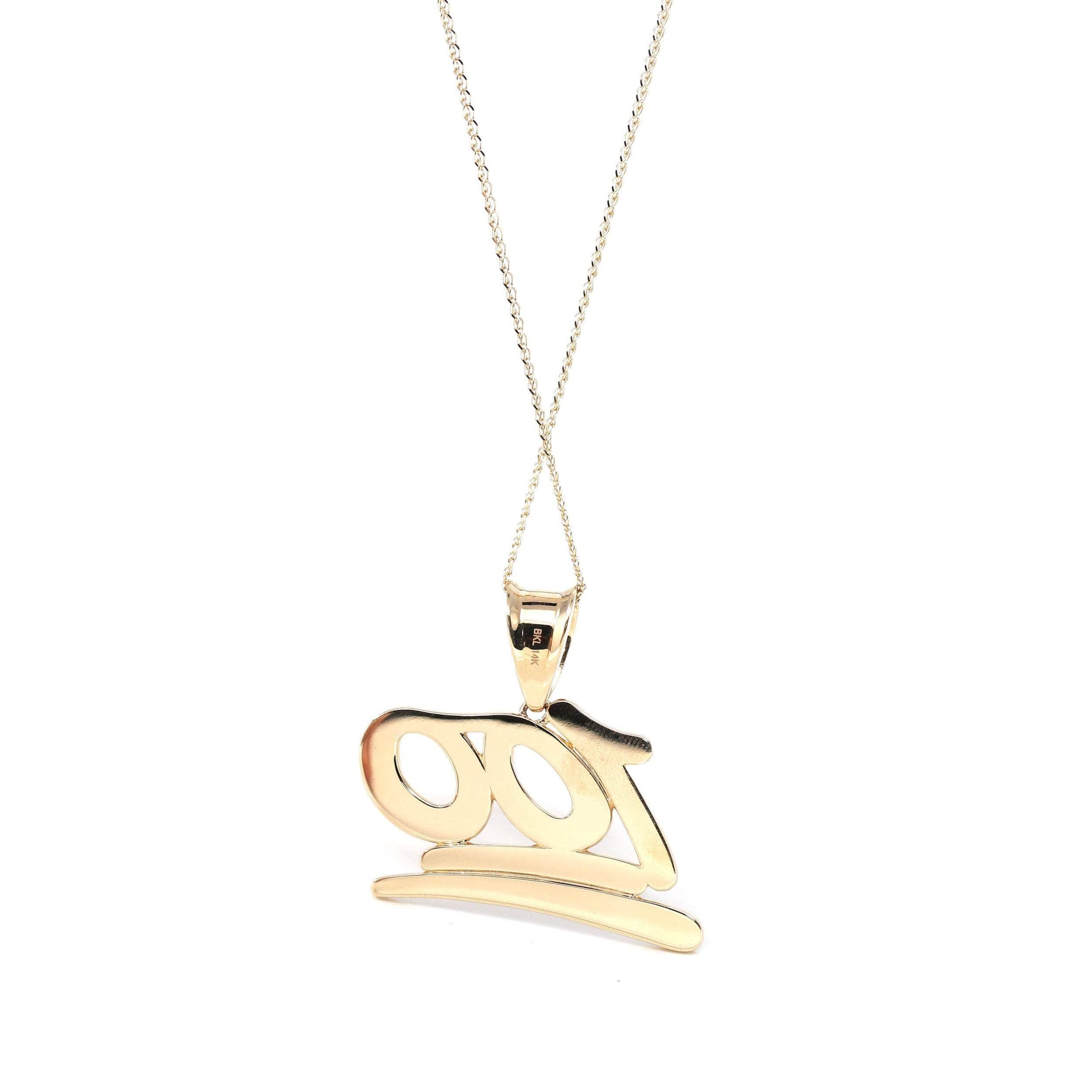 Baikalla Jewelry 24K Pure Yellow Gold Pendant 14k Yellow Gold "100" Pendant Necklace