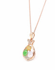 Baikalla Jewelry Gold Jadeite Necklace W/ 18k Rose Gold matching Chain Baikalla™ "Money Sack" 18k Rose Gold Multi-Colored Jadeite Jade Diamond Pendant Necklace