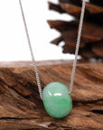 Baikalla Jewelry Jade Pendant Necklace Baikalla™ "Good Luck Button" Necklace Real Deep Green Jade Lucky TongTong Pendant Necklace