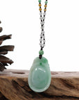 Baikalla Jewelry Jade Pendant Necklace Genuine Green Jadeite Jade Good Luck Ruyi Pendant Necklace With Real Jadeite Bead Necklace