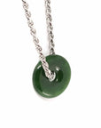 Baikalla Jewelry Jade Pendant Necklace Genuine HeTian Nephrite Green Jade Lucky KouKou Circle Pendant Necklace