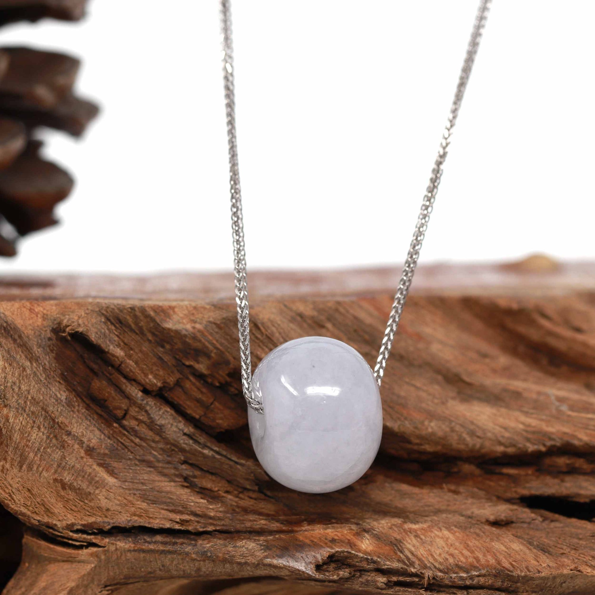 Baikalla Jewelry Jade Pendant Necklace Baikalla™ "Good Luck Button" Necklace Light Lavender Jade Lucky KouKou Pendant Necklace