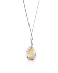 Baikalla Jewelry Gemstone Pendant Necklace 14k White Gold AAA Citrine Tear Drop Necklace with Diamonds