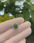 Baikalla 18k White Gold Natural Imperial Green Oval Jadeite Jade Engagement Ring With Diamonds