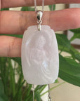 Genuine Burmese Lavender Jadeite Jade Guanyin Pendant Necklace