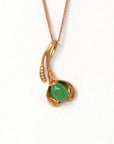 Baikalla Jewelry 18k Gold Jadeite Necklace 18K Rose Gold Genuine Imperial Jadeite Flower Pendant with Diamonds