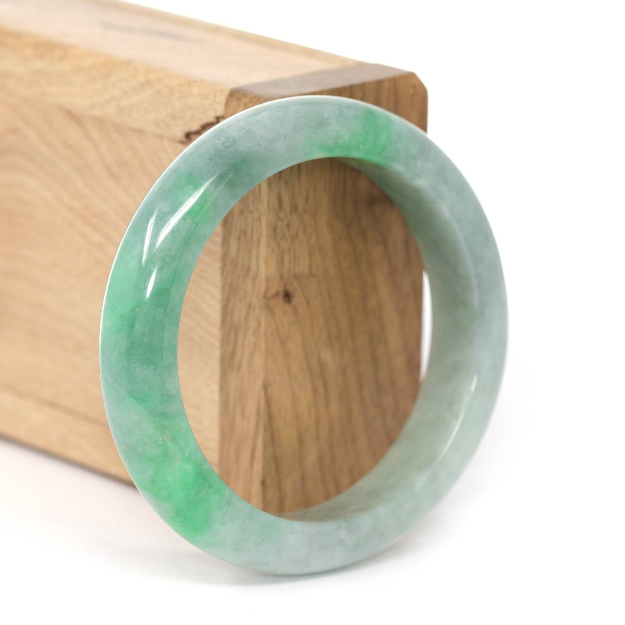 Baikalla Jewelry Jadeite Jade Bangle Bracelet Baikalla &quot;Classic Bangle&quot; Apple Green Natural Burmese Jadeite Jade Bangle ( 53.81mm ) 