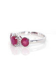 Baikalla Jewelry Gold Ruby Ring 5 18k White Gold Natural 3 Round Pink Ruby Diamond Anniversary Ring