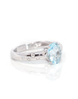 Baikalla Jewelry Gold Aquamarine Ring 14k White Gold Natural Oval Aquamarine Diamond Anniversary Ring