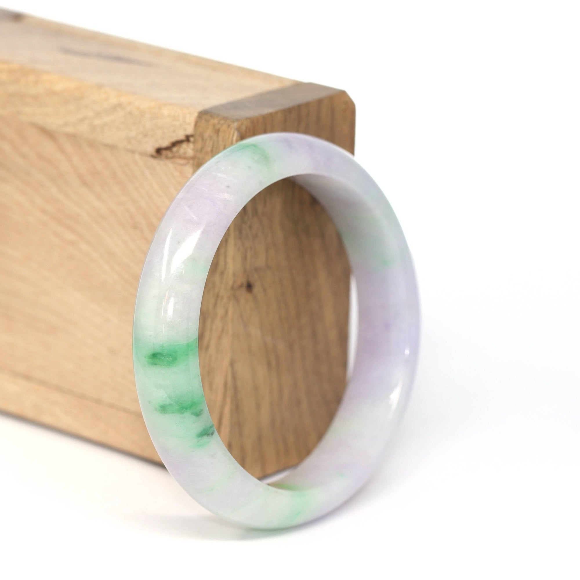 Baikalla Jewelry Jadeite Jade Bangle Bracelet Genuine Burmese Lavender & Green Jadeite Jade Bangle Bracelet ( 53.38 mm ) #240