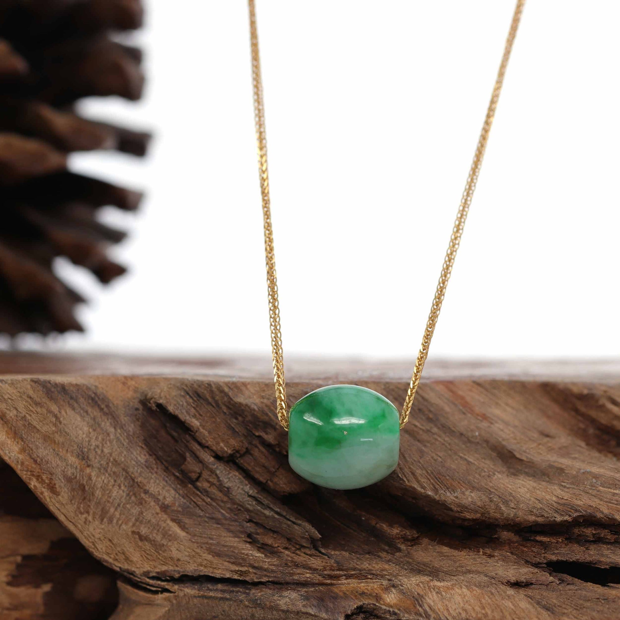 Baikalla Jewelry Jade Pendant Necklace Baikalla™ "Good Luck Button" Necklace Rich Forest Green Jade Lucky TongTong Pendant Necklace