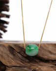 Baikalla Jewelry Jade Pendant Necklace Baikalla™ "Good Luck Button" Necklace Rich Forest Green Jade Lucky TongTong Pendant Necklace