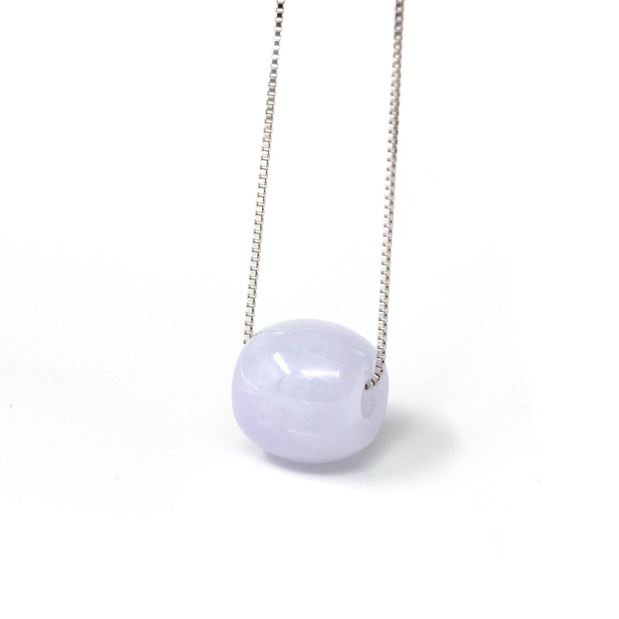 Baikalla Jewelry Jade Pendant Necklace Baikalla™ &quot;Good Luck Button&quot; Necklace Real Lavender Jade Lucky TongTong Pendant Necklace